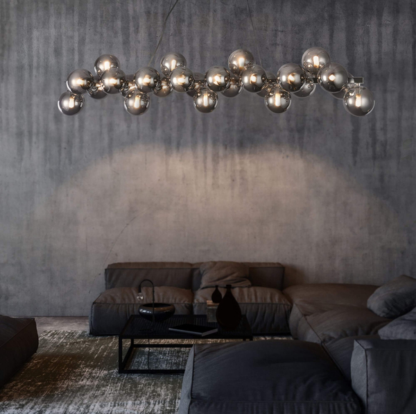 Modernistyczna LAMPA wisząca DALLAS MOD547PL-25CH Maytoni molekuły OPRAWA szklana ZWIS kule balls chrom przydymione