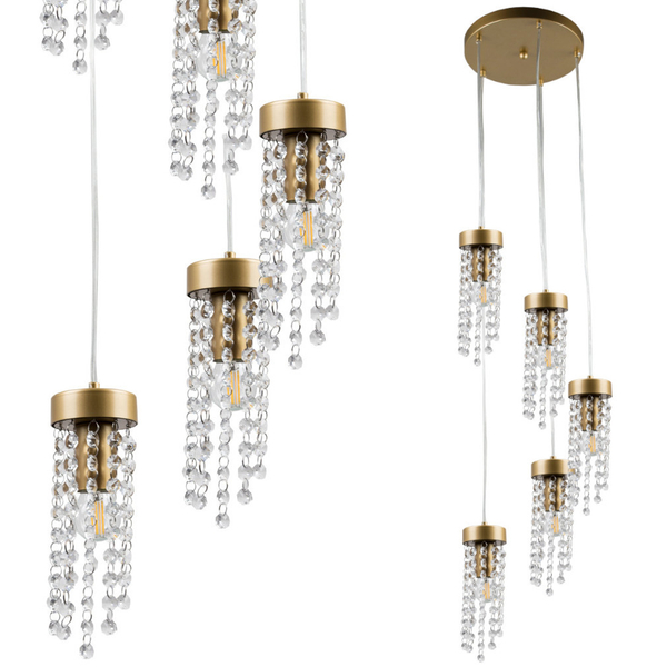 LAMPA wisząca GEA 316301 Polux glamour OPRAWA kaskada ZWIS z kryształkami złoty