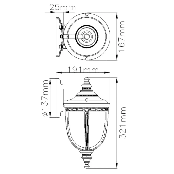 Zewnętrzna LAMPA elewacyjna English FE-EB2-S-BLK Elstead FEISS ogrodowa OPRAWA ścienna szklana latarenka IP44 czarna przezroczysta