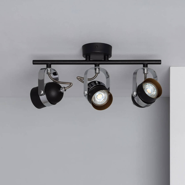 Regulowana lampa sufitowa Retro ABR-RRH-C-3XGU10 Abruzzo czarny srebrny