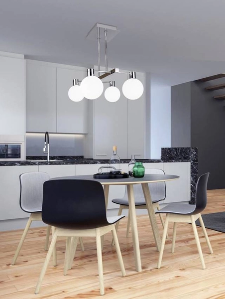 Jadalniana lampa wisząca Maldus nad stół chrom biała