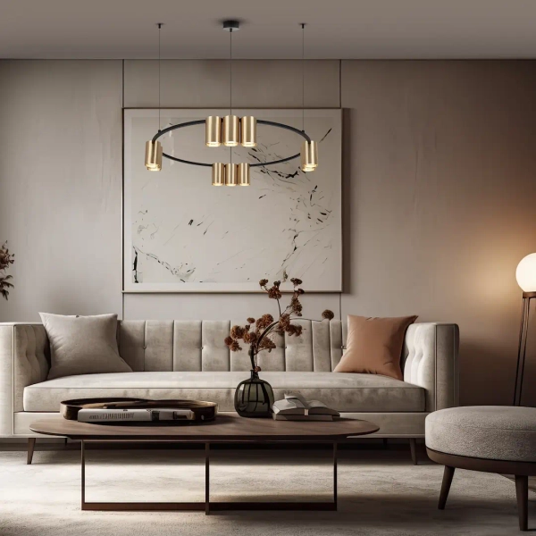 Wisząca lampa pierścieniowa GENESIS ML0375 tubki ring złoty czarny