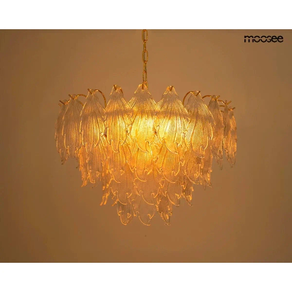 Wisząca lampa na łańcuchu CLARA złota MSE1501100560 9xE14 szklana glamour
