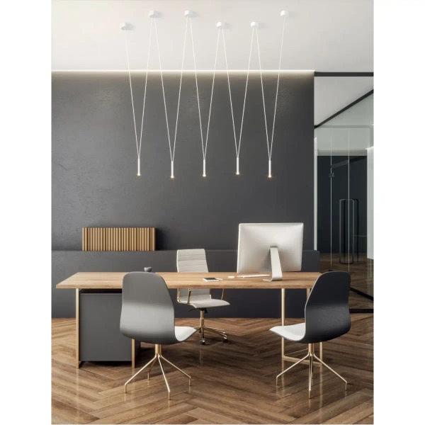 Designerska LAMPA wisząca Viva V Bianco Orlicki Design loftowa OPRAWA metalowy zwis kaskada biała