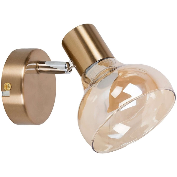 Kinkiet LAMPA ścienna HOLLY 5546 Rabalux metalowa OPRAWA szklany reflektorek antyczne złoto bursztynowy