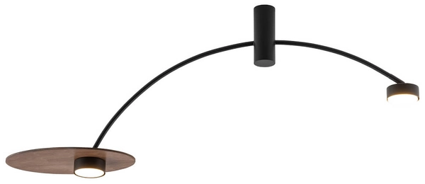 Lampa sufitowa Heft 10356 na wysięgniku czarna drewniana