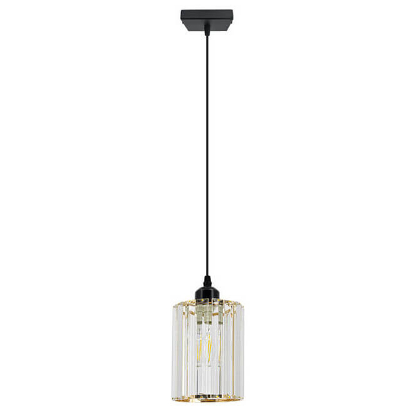 Szklana lampa wisząca 6782/1 BL TR do jadalni czarna złota