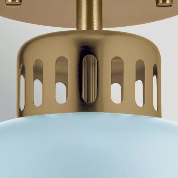 Cylindryczna lampa wisząca York mosiądz jasnoniebieska 1xE27 do salonu ELS-YORK-MP-PNBR-PB