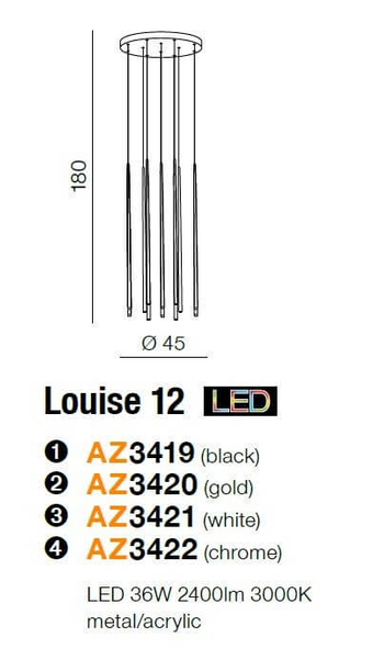 Salonowa lampa wisząca Louise LED 36W 3000K kaskada chrom