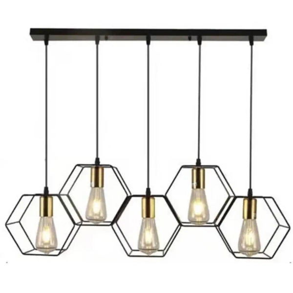 Wisząca lampa na listwie Honey ABIGALI-LWH-5XE27 plaster miodu czarna