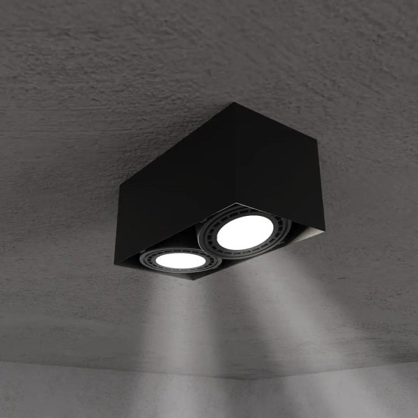 Podwójna lampa sufitowa Plaza ML4746 metalowa natynkowa czarna