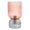 Żebrowana stołowa lampa Rhubarb RHU4203 do sypialni szklana różowa