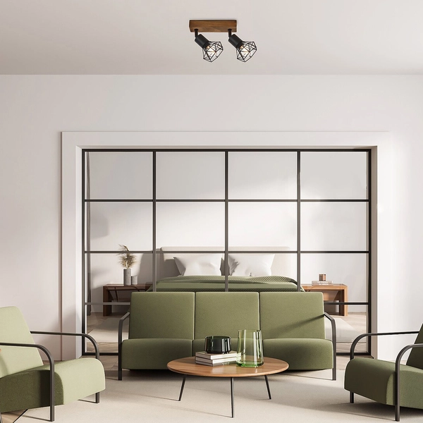 Metalowa lampa sufitowa Zeus 3138 czarne reflektorki na belce do kuchni