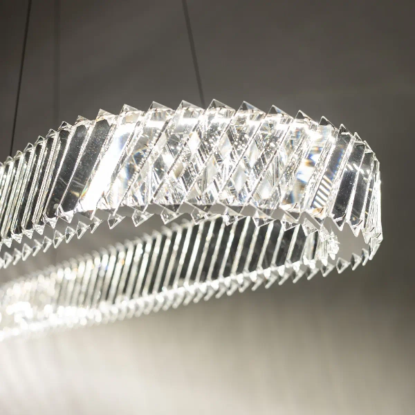 Owalna lampa wisząca LUXORA 11707 LED 40W 3000K kryształowa nikiel