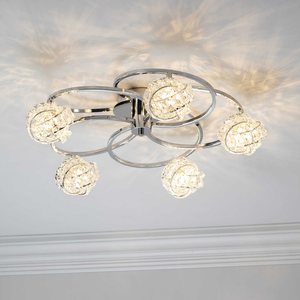 Kryształowa lampa sufitowa Talia 76595 Endon metal szkło transparentny chrom