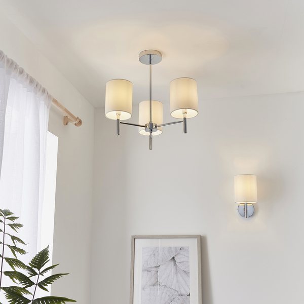 Potrójna lampa sufitowa BRIO-3CH Endon okrągłe klosze białe chrom