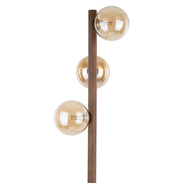 Podłogowa lampa stojąca Estera Wood 16151 do salonu bursztynowa brązowa