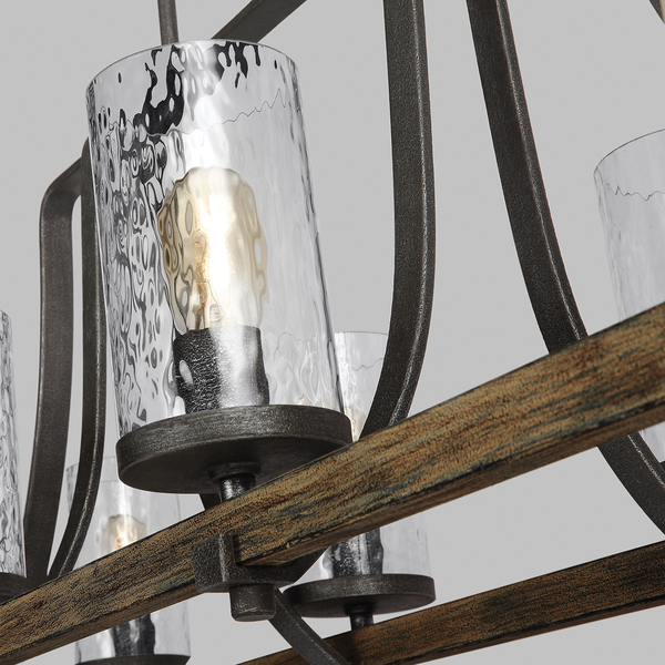 Lampa wisząca podłużna QN-ANGELO8-ISLE drewniana czarna
