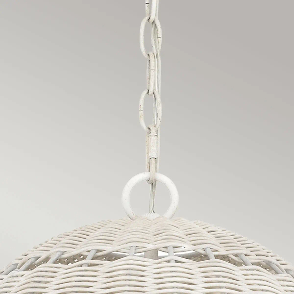 Kulista lampa wisząca Lindendale QZ-LINDENDALE-P-AWH okrągła rattan biały