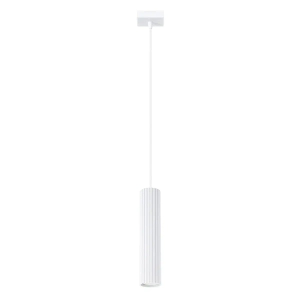 Podłużna lampa wisząca Karbon SL.1535 minimalistyczna tuba biała OUTLET