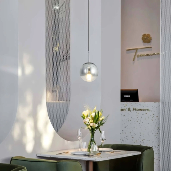 Kulista lampa wisząca Palla LP-2844/1P S CH szklana kula ball chrom