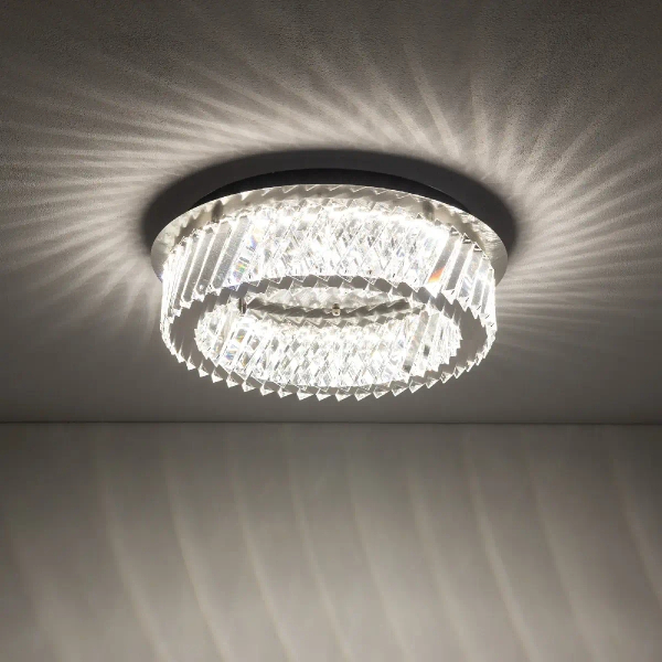 Sufitowa lampa do sypialni LUXORA 11708 LED 20W 3000K crystals nikiel