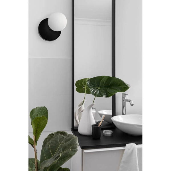 Ścienny kinkiet do łazienki Refa RFA120S0 szklany okrągły IP44 biały czarny
