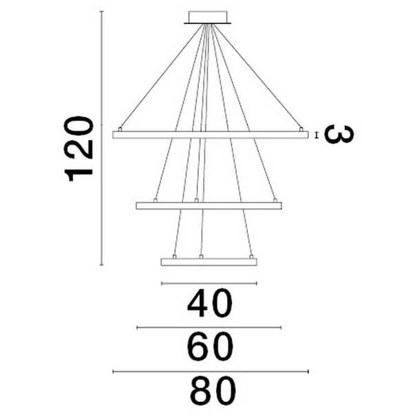 Potrójna lampa zwisowa Irun LE43301 LED 108W 3000K ringi czarna biała