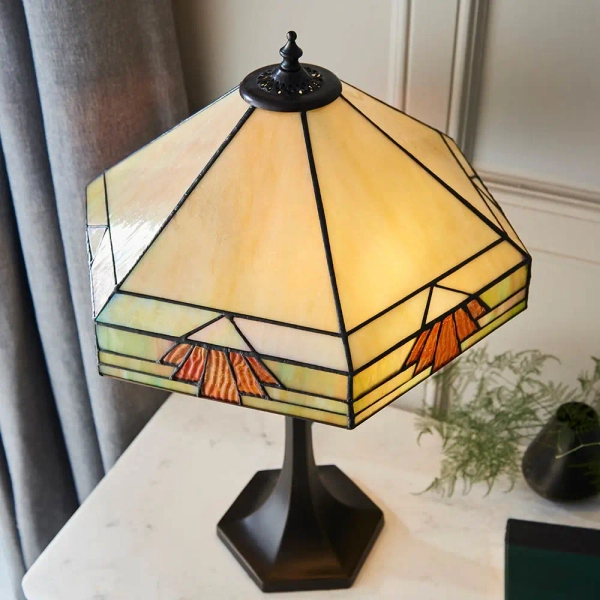 Lampa stolikowa z włącznikiem Nevada 64286 do salonu brązowa beżowa