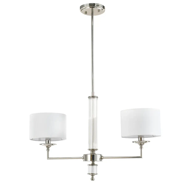 Podwójna lampa wisząca SUTTON P02453NI-WH z abażurami biała nikiel