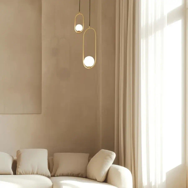 Wisząca lampa do salonu 23135 kula szklana złoty biały