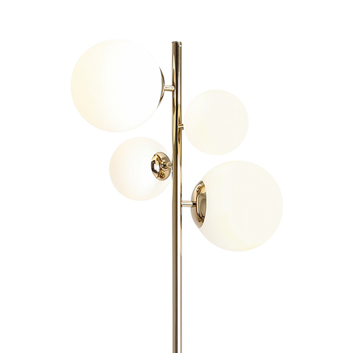 Złota lampa podłogowa Bloom 1091A30 Aldex stojąca do salonu szklane kule