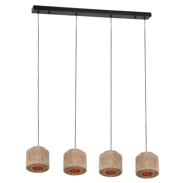 Wielopunktowa lampa wisząca SMILLA 366800436 boho z juty beżowa czarna