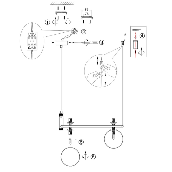 Wisząca LAMPA modernistyczna RING MOD013PL-04W Maytoni metalowa OPRAWA pierścień ZWIS kule balls białe