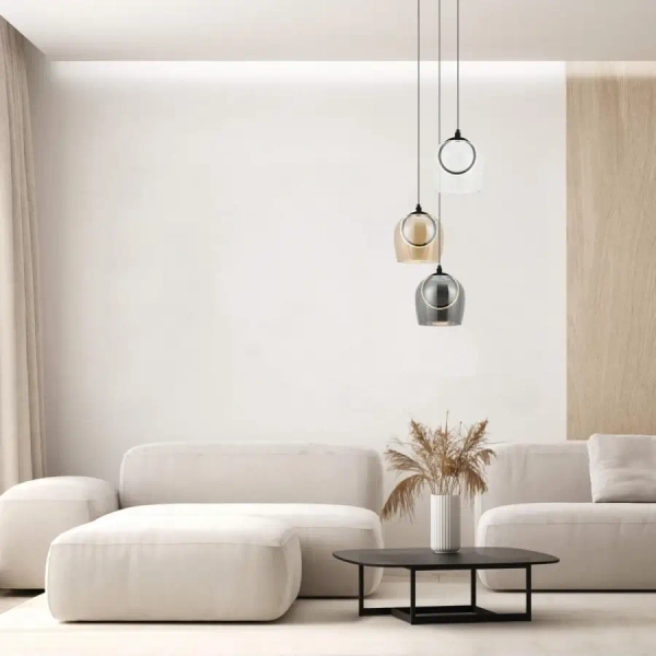 Potrójna lampa wisząca 23081 LED 18W 3000K do jadalni czarny bursztynowy