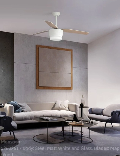 LAMPOWENTYLATOR sufitowy SEGUNDO LE42555 Luces Exclusivas drewniana OPRAWA plafon LED 18W 3000K wiatrak plafoniera biała drewno