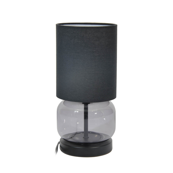 Szklana lampka nocna Dorme TB-63748-BL-SG Italux abażur czarny grafitowy