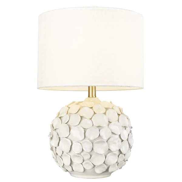 Ceramiczna lampa stołowa Kotor T01030BR-WH biała mosiądz