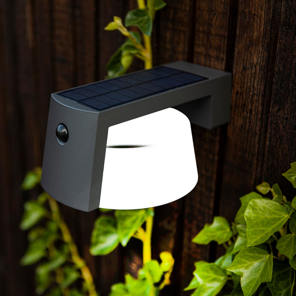Solarny kinkiet z czujnikiem MOON 6906001118 LED 9,5W 4000K IP44 szary