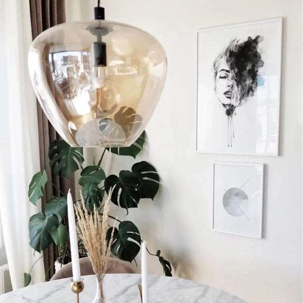 Salonowa wisząca lampa nad stół Bellissimo Grande 4200870-5503 bursztynowa