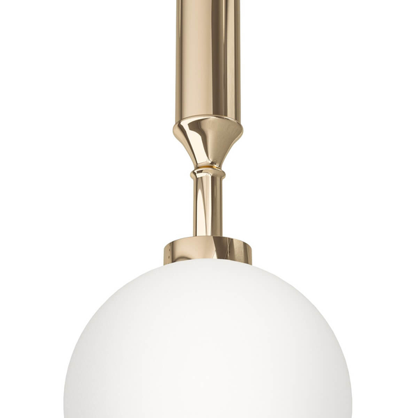 Pojedyncza lampa wisząca Eri I szklana kula ball biała złota