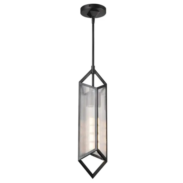 Szklana wisząca lampa Cairo QN-CAIRO-1P-UBZ-CR nad stół czarny