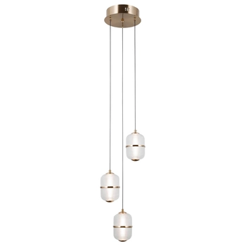 Szklana lampa zwieszana Alani PND-34375-3-HBR LED 45W 3000K owalna złoty