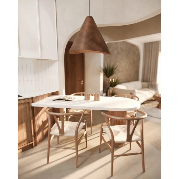 Naturalna zwisająca lampa Sakura P0610 stożek nad stół ciemne drewno