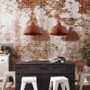 Wisząca lampa do jadalni Cap 6927 zwis nad stół kopuła drewniany ceglany