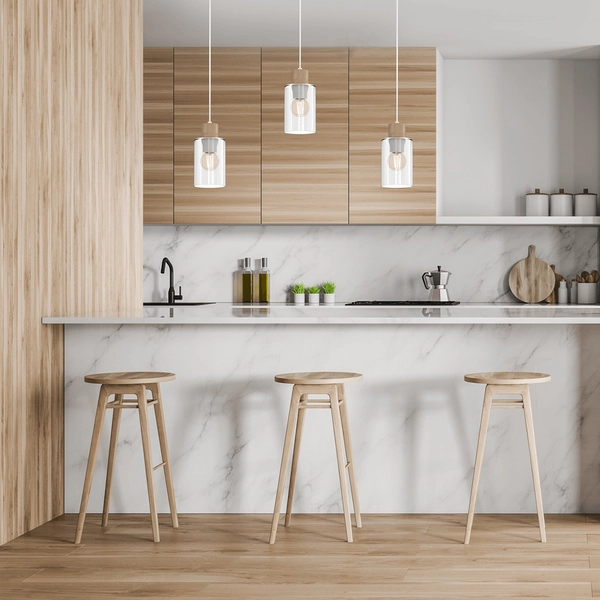 Lampa wisząca Madera MLP8555 na listwie biała drewniana