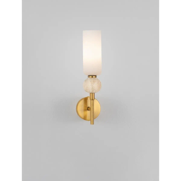 Ścienna lampa trawertyn CORVIZO złota biała LE45278 1xG9 tuba do salonu