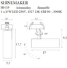 Metalowy reflektorek podtynkowy SHINEMAKER H0119 Maxlight regulowana tuba LED 15W 3000K wpuszczana do sypialni biała