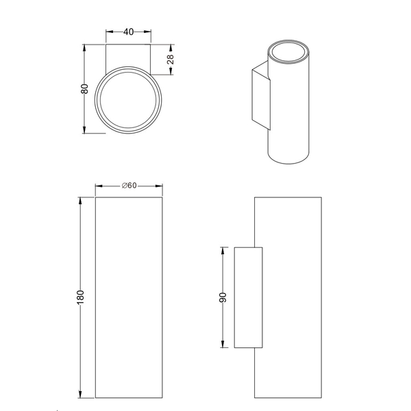 Ścienna LAMPA loft VANTOS DL204212400 Trio okrągła OPRAWA kinkiet tuba metalowa patyna