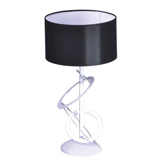 Stołowa lampka z abażurem Korfu K-3453 metalowa biała czarna